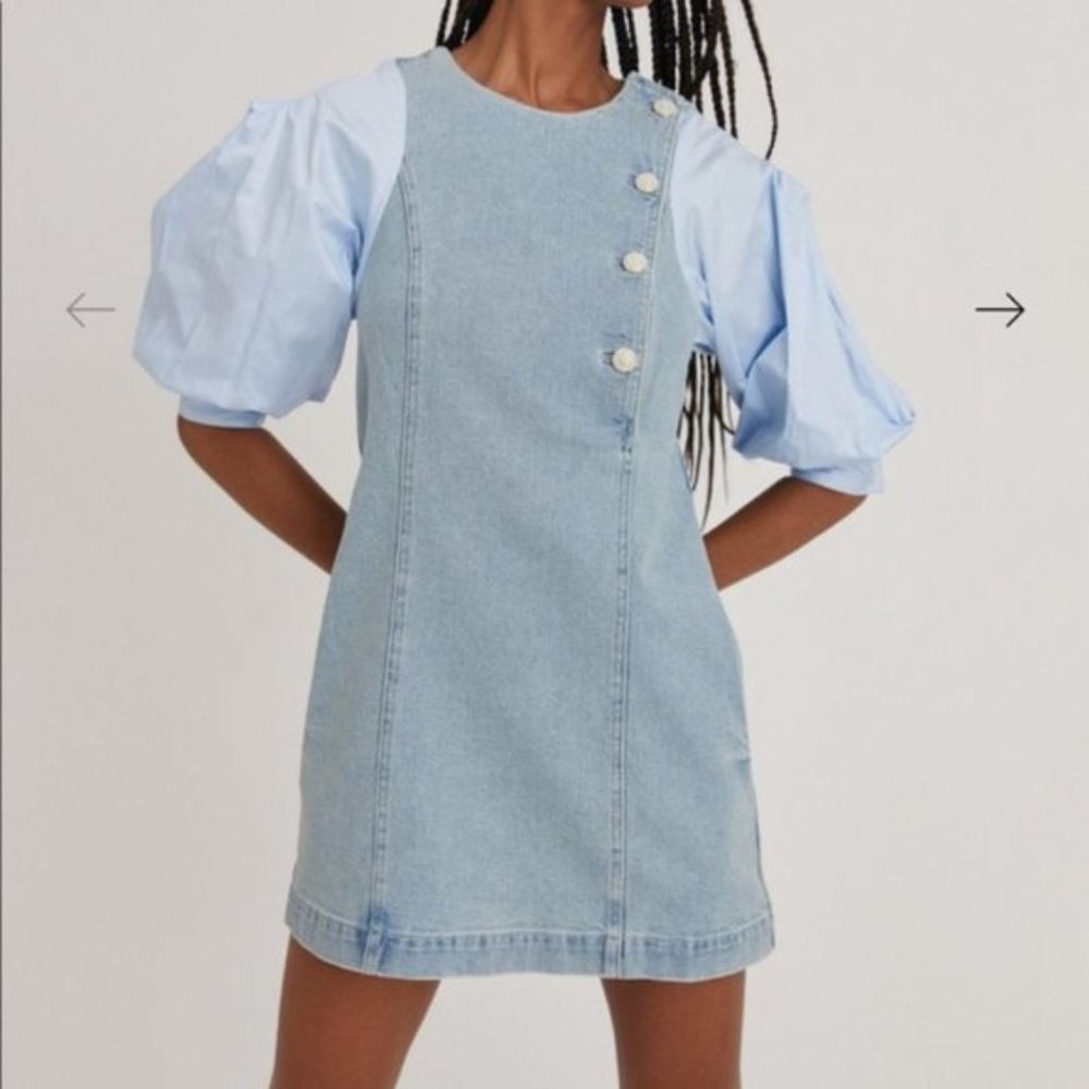 NWT Something Navy Arielle Pearl Button Dress